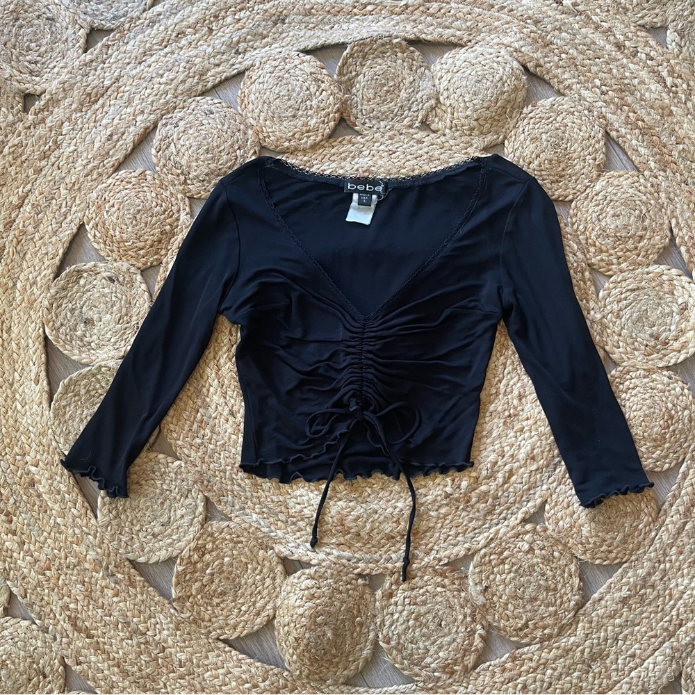 Vintage Y2K Bebe Black Ruched Women's Top